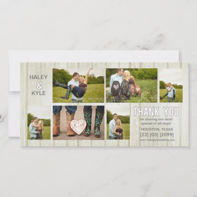 Vit Tack-fotokort för Landsbyggsbröllop Tack Kort (Framsida)