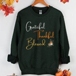 Vit tacksam, tack och lov, välsignad Thanksgiving T Shirt