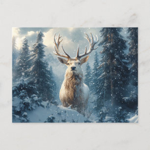 Vit tagg i Winter Skogen Art Vykort