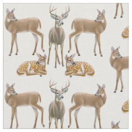 Vit Tailed hjortfamiljtyg Tyg