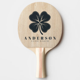 Vit tall Fyrklöver med namn Pingisracket