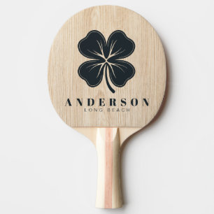 Vit tall Fyrklöver med namn Pingisracket