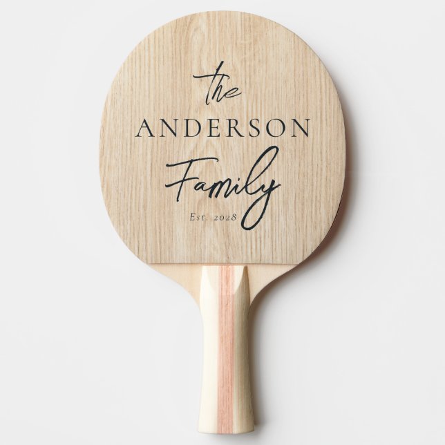 Vit Tall Handskriven Efternamn Pingisracket (Framsidan)