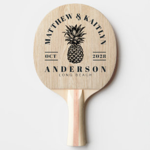 Vit Tall Tropisk Ananas Bröllopskrona Pingisracket