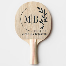 Vit Tallbarrs Bröllopsmonogram Pingisracket