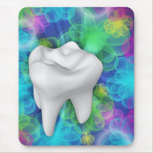 Vit Tand Flower Design Dentist Mousepad Musmatta