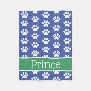 Vit Tass avtryck på blå med Grönt Personlig Fleecefilt