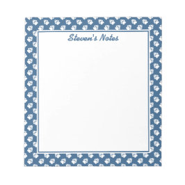 Vit Tass i blått med Anpassningsbar Anteckningsblock