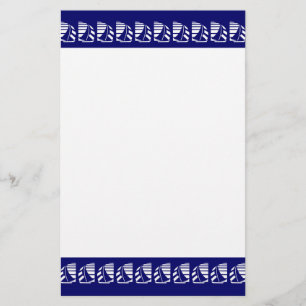 Vit Tävla Segelbåtar på Blue Stationery Brevpapper