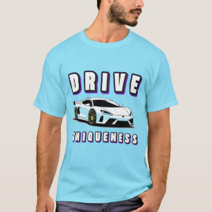 Vit tävlingsbil Neonaccent Hastighetskonst T Shirt
