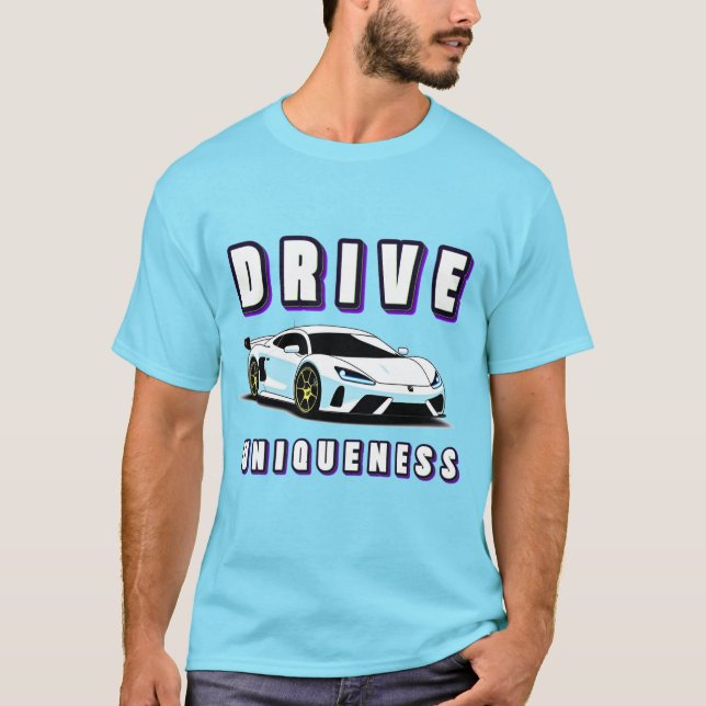 Vit tävlingsbil Neonaccent Hastighetskonst T Shirt (Framsida)