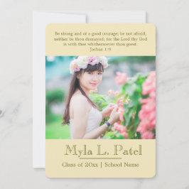 Vit/Teal Kristen Skrift Foto Examen Inbjudningar