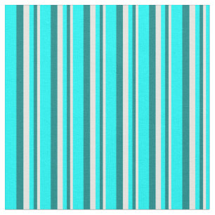 Vit, Teal och cyan Färgad Rand/Linjer Mönster Tyg