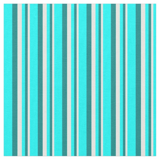 Vit, Teal och cyan Färgad Rand/Linjer Mönster Tyg (Närbild)