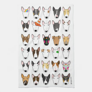 Vit teatorndiagram med flerbull kökshandduk