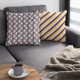 Vit Tecknad Geometric Mönster Mörk Grått Kudde