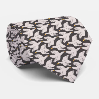 Vit Tecknad Goose Geometric Mönster Slips