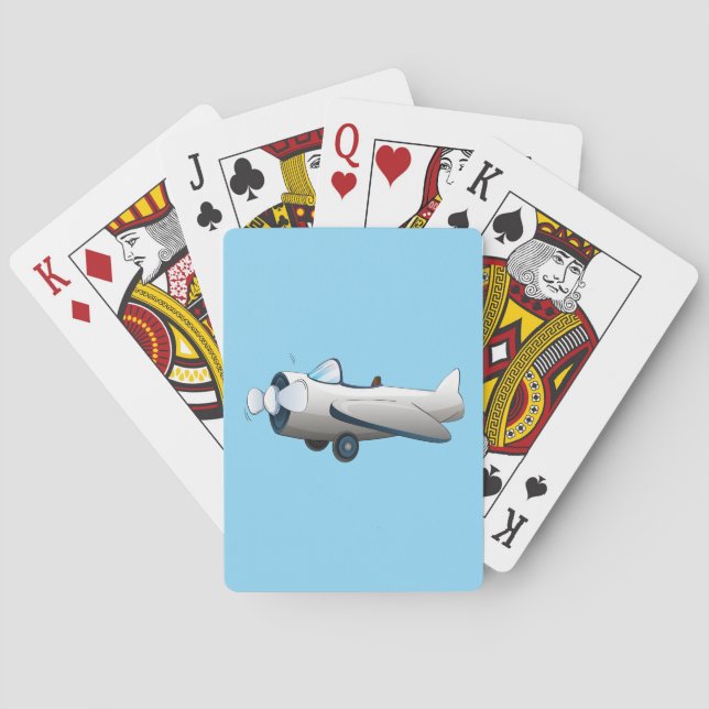 Vit Tecknad Propellerflygplan Retro Stil Vintage Casinokort (Baksidan)