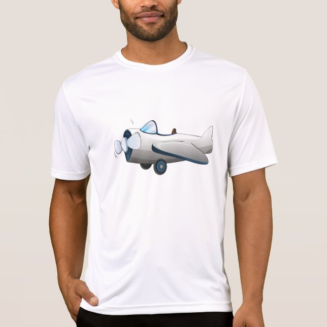 Vit Tecknad Propellerplan Retro Stil Vintage T Shirt (Framsida)