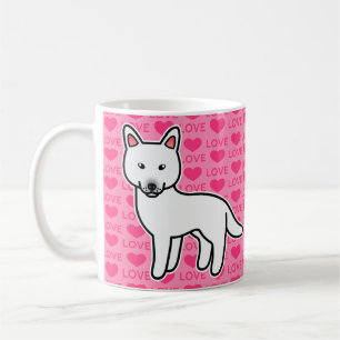 Vit Tecknad Siberian Husky Kärlek Kaffemugg