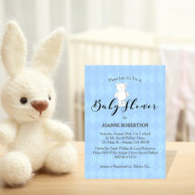 Vit Teddybjörn Diamantblå Baby Shower