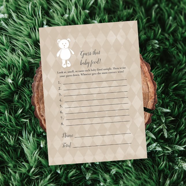 Vit Teddybjörn Gissa Barnmaten Bris Shower Game Inbjudningar (Skapare uppladdad)