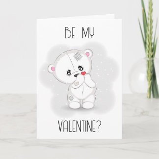 Vit teddybjörn med hjärta Alla hjärtans dag Helgkort