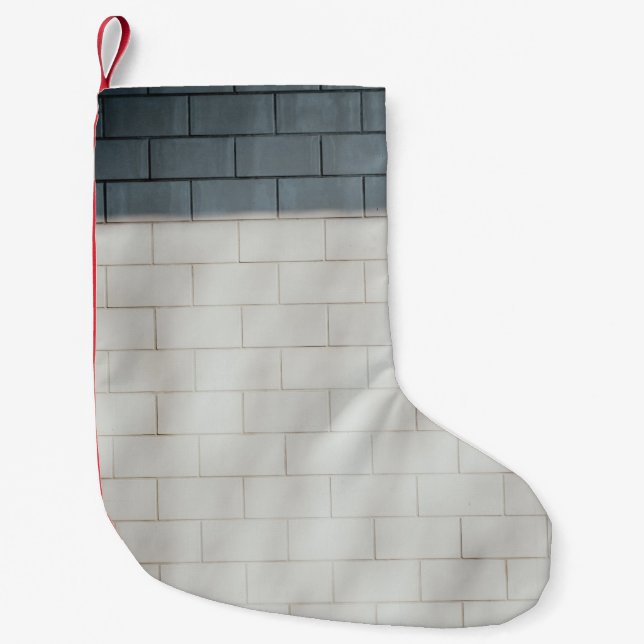 Vit tegelvägg liten julstrumpa (Framsidan)