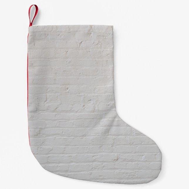 Vit tegelvägg liten julstrumpa (Framsidan)