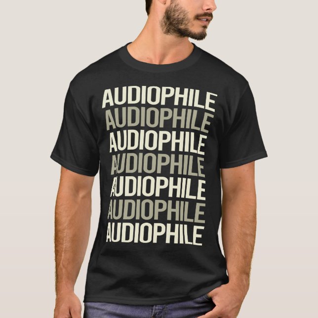 Vit text Audiophile T Shirt (Framsida)