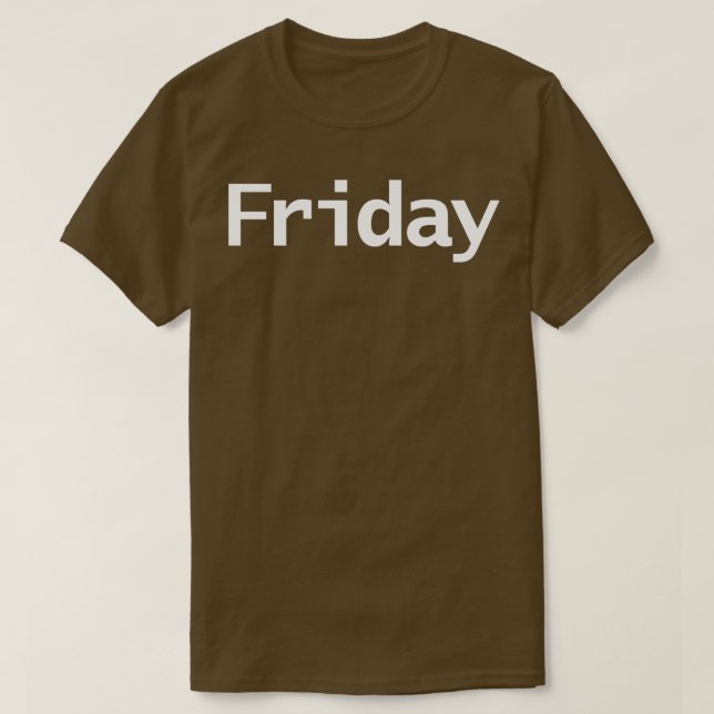Vit text för minimal typografi i fredag t shirt (Design framsida)