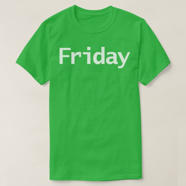 Vit text för minimal typografi i fredag t shirt (Design framsida)