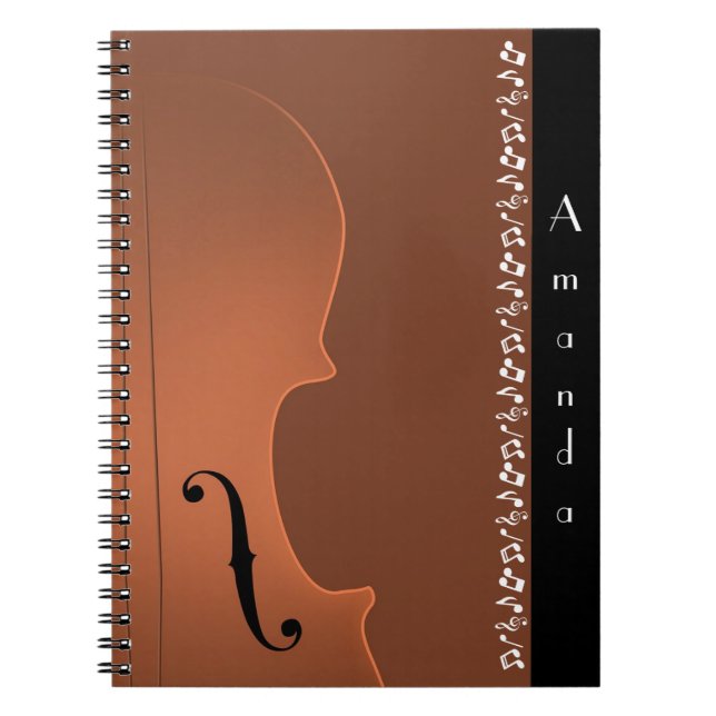 Vit text för Violin Music Instrument (medium) Anteckningsbok (Framsidan)