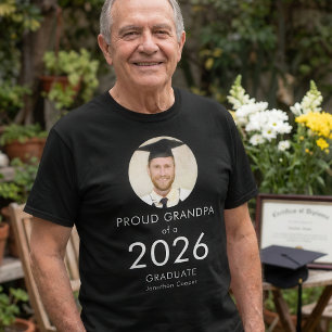 Vit text Foto Stolt farfar till 2026 års examen T Shirt