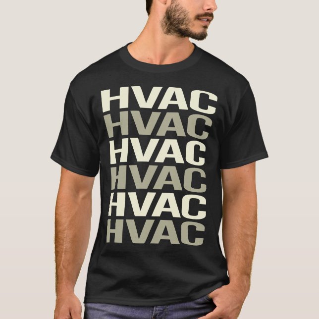 Vit text HVAC T Shirt (Framsida)