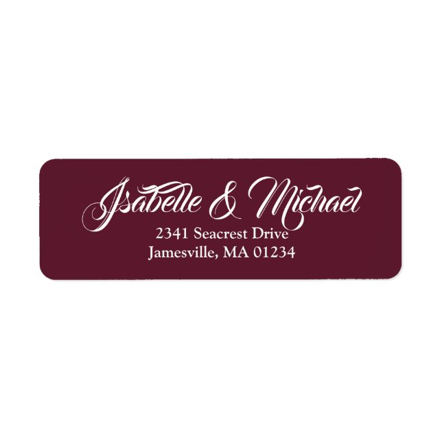 Vit text på Burgundy Red-Returetiketter Returadress Etikett (Framsidan)