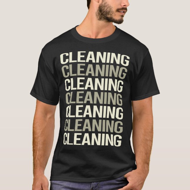 Vit text Städning T Shirt (Framsida)
