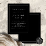 Vit textrad Gräns Black Bröllop Evening Party Inbjudningar<br><div class="desc">Enkel vit textrad Gräns Black Bröllop i kväll Party. Helt anpassade. Tillgänglig digitalt och utskriven. Det är enkelt att anpassa texten till dina uppgifter och ändra färg för typografi och bakgrund på varje sida om du vill kan ändras till valfri eller valfri genom att redigera ytterligare alternativ.</div>