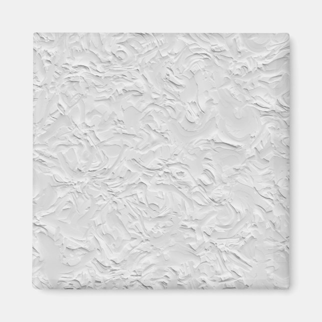 Vit texturerad sten, monokrom Abstrakt Art Magnet (Framsidan)