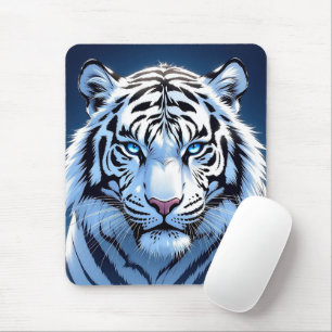 Vit Tiger Ai Konst Med Blå Ögon Musmatta