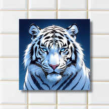 Vit Tiger Ai Konst Med Blåa Ögon