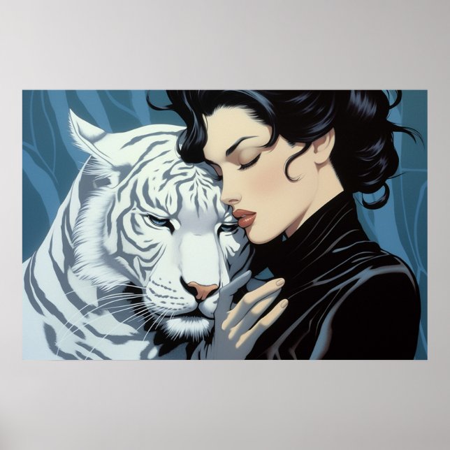 Vit Tiger airbrush art Poster (Framsidan)