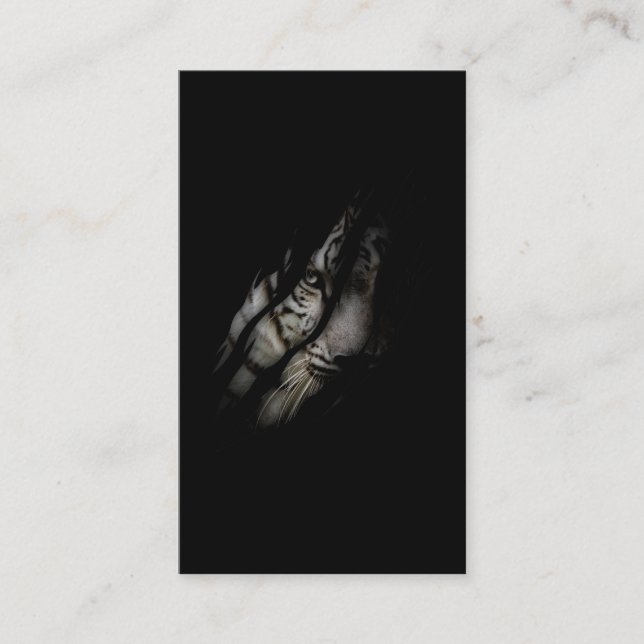 Vit Tiger Ansikte Torn Klo Vild Safari Djurkatt Visitkort (Framsida)