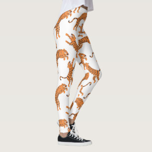 Vit Tiger Djurtryck Mönsterdesign Leggings