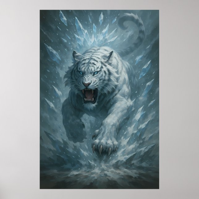 Vit Tiger – Frostkung Isburst Nedstigning – ManJi Poster (Framsidan)