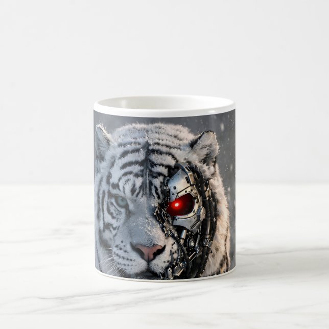 Vit tiger futuristisk sci-fi-vårdmugg kaffemugg (Center)