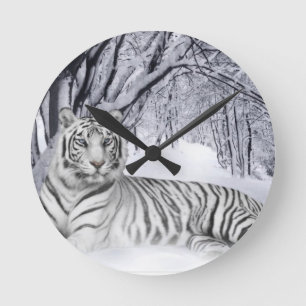 vit+tiger+gåvor rund klocka