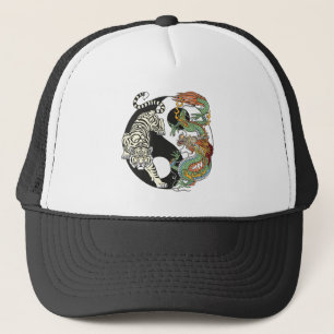 Vit tiger kontra grönt drake i yin Yang Keps
