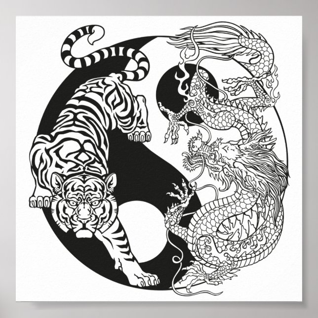 Vit tiger kontra grönt drake i Yin Yang Po Poster (Framsidan)