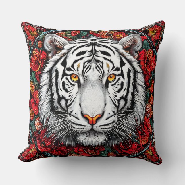 Vit tiger kudde (Framsida)